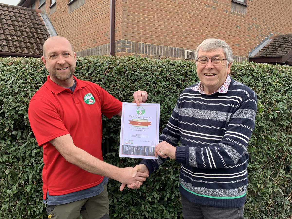 Hampshire Search and Rescue (HANTSAR) (@hantsar) on Twitter photo Thank you to the members of 'Southern Water Retirement Association' whom we recently presented with a certificate of appreciation for raising and donating a sum of money to <a href="/HANTSAR/">Hampshire Search and Rescue (HANTSAR)</a>
We were their chosen charity for 2020, which they kindly also ran into 2021 due to the pandemic. Thank you to the members of 'Southern Water Retirement Association' whom we recently presented with a certificate of appreciation for raising and donating a sum of money to <a href="/HANTSAR/">Hampshire Search and Rescue (HANTSAR)</a>
We were their chosen charity for 2020, which they kindly also ran into 2021 due to the pandemic.
