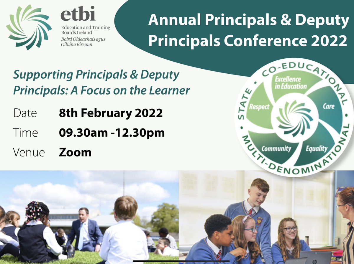 ddletb's tweet photo. Looking forward to the first ETB Principals &amp; Deputy Principals Conference for 2022 with inputs from @OCO_ireland @ProfLauraLundy and @ETBIreland on 8 February @Zoom @ims_events @imslimerick &amp; chaired by @adrianpflynn @ddletb @EtbColleges 
Details with Director of Schools https://t.co/xKdpcRVc9a