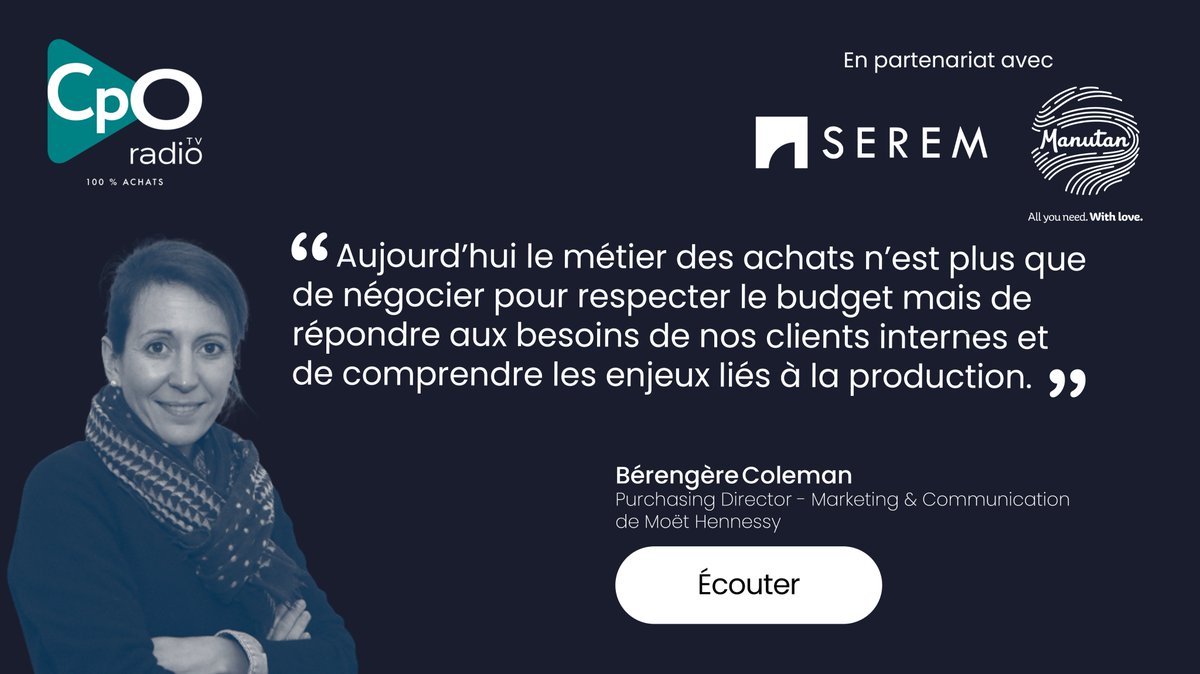 CPORadio_tv's tweet photo. [INTERVIEW]🎙️

Bérengère Coleman, Purchasing Director - Marketing &amp; Communication de @MoetHennessy   

 nous livre son expérience sur #CPOradio.

👂: https://t.co/BNppeMUy0n

Retrouvez tous nos podcasts sur : https://t.co/qHAGpExSun mais aussi sur Apple, Deezer et Spotify. https://t.co/mWS4gI0a4F