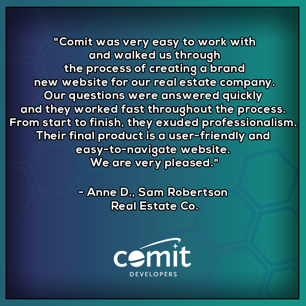 ComitDevelopers's tweet image. Anne, you shouldn't have...but we're over the 🌙 that you did! Thank you for trusting us to build a website that gives your agents &amp;amp; real estate clients the tools they need to seal the deal. 
.
.
.
#comit #comitdevelopers #lafayette #louisiana #webdev #webdesigner #realestate