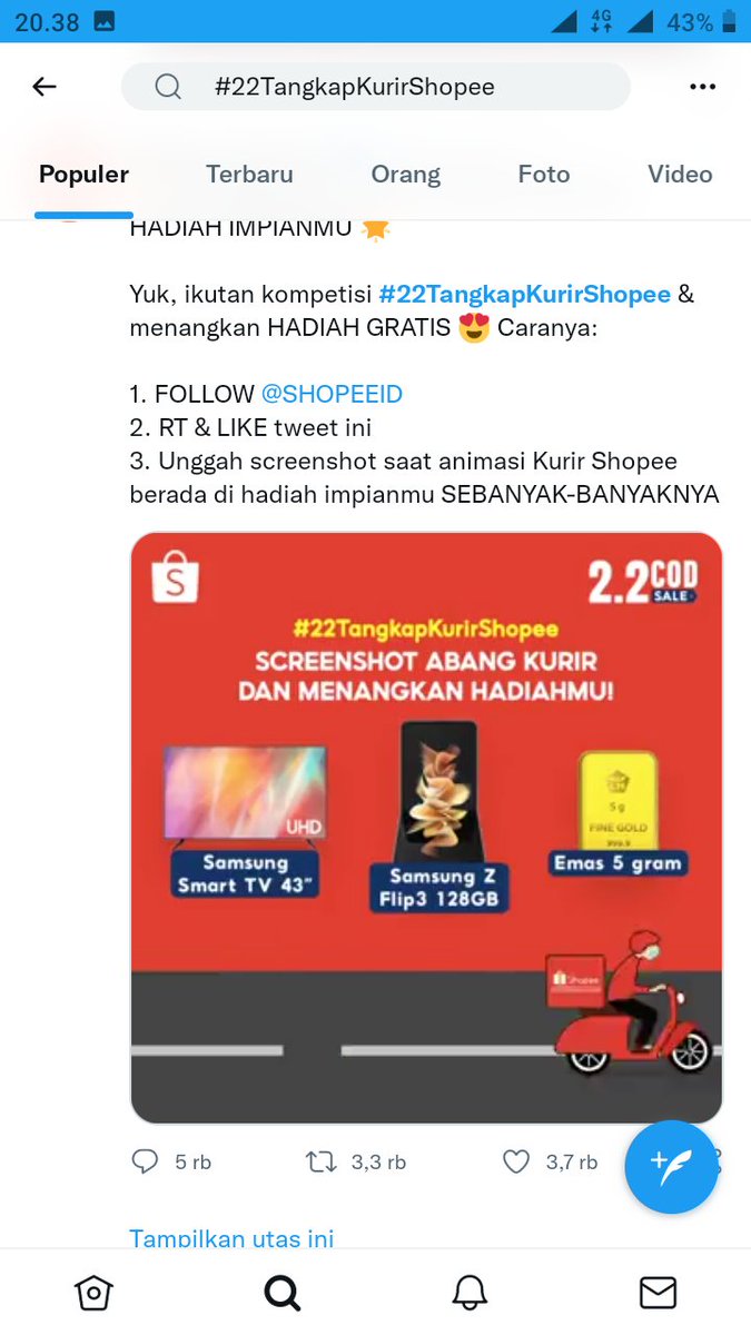 KutuuAir_'s tweet photo. 3 kali screenshot tetep aja dapet emas😂
#22TangkapKurirShopee
#ShopeeKasihEmas
@SHOPEEID https://t.co/JsAm8tyg1Y