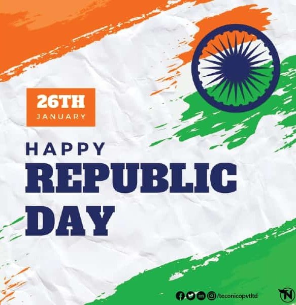 Teconicopvtltd's tweet photo. Team TecoNico wishes you a very Happy Republic Day 🙏 🇮🇳

Jai Hind 🇮🇳
Vande Matram 🇮🇳

#WeAreNewIndia
#technology
#Smart

🇮🇳 गणतंत्र दिवस की हार्दिक शुभकामनाएं 🇮🇳
जय हिन्द 🇮🇳
वन्दे मातरम 🇮🇳
       - TecoNico परिवार 🙏

#happyrepublicday_2022 https://t.co/XXKTHkjWnL