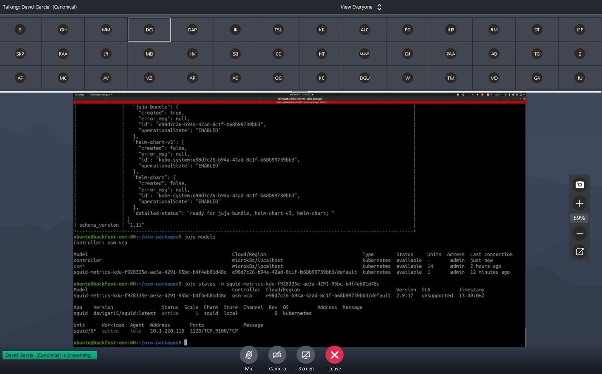 OpenSourceMANO's tweet image. Hands-on #onboarding session lead by David García (@Canonical) at #OSMhackfest 

#NFV #5G #opensource #orchestration #community #hacking 

osm.etsi.org/wikipub/index.…