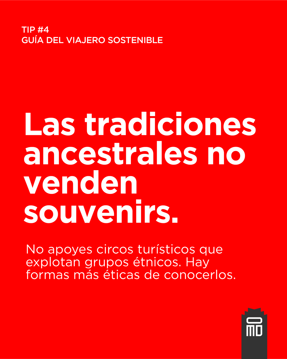 OMDestination's tweet photo. Guía del Viajero Sostenible #4: No apoyes circos turísticos que explotan grupos étnicos. Hay formas más éticas de conocerlos.

#onemoredestination #viajar #sostenibilidad #lugaresincreibles #wanderlust #travel #quote #viajesinolvidables #tesorosescondidos #viajessostenibles https://t.co/ZTGtDZxkhd