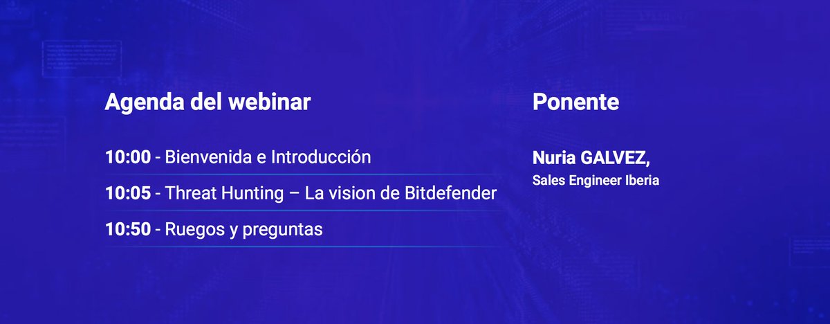 GlobbSecurity's tweet image. Este jueves la #ciberseguridad proactiva y la #ciberesiliencia serán los protagonistas del #webinar gratuito que celebra @Bitdefender en el que podréis aprender a reducir el tiempo de respuesta antes incidentes y mejorar vuestra seguridad. Regístrate ya en bitdefender.es/business/threa…