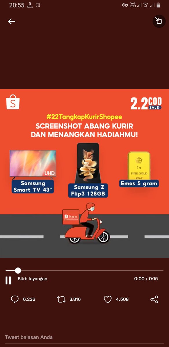 robbyislahardi's tweet photo. @ShopeeID #22TangkapKurirShopee #shoppekasihsamsungZFlip3 https://t.co/OT5jcE3J8i