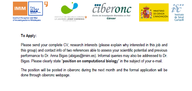 Bigas/Espinosa Lab (@bigspinlab) on Twitter photo We are hiring! We look for a bioinformatician (Postdoc level) to work in Bigas lab, at @IMIM_research / <a href="/CarrerasIJC/">Josep Carreras Leukaemia Research Institute (IJC)</a> (PRBB campus). Please share @CIBERONC #Science We are hiring! We look for a bioinformatician (Postdoc level) to work in Bigas lab, at @IMIM_research / <a href="/CarrerasIJC/">Josep Carreras Leukaemia Research Institute (IJC)</a> (PRBB campus). Please share @CIBERONC #Science