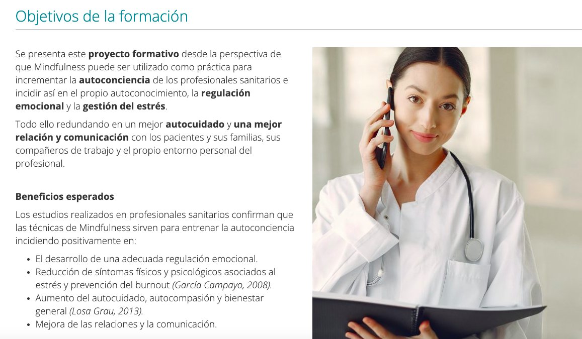 SENefrologia's tweet photo. ¡Quedan muy pocas plazas! 👉Curso Mindfulness para el equilibrio emocional y el autocuidado de los profesionales médicos.
↔️Con el aval científico de la S.E.N.
↔️Accede a la información disponible en #websenefro: https://t.co/szScNtYSWl https://t.co/uyE6VAXD3b