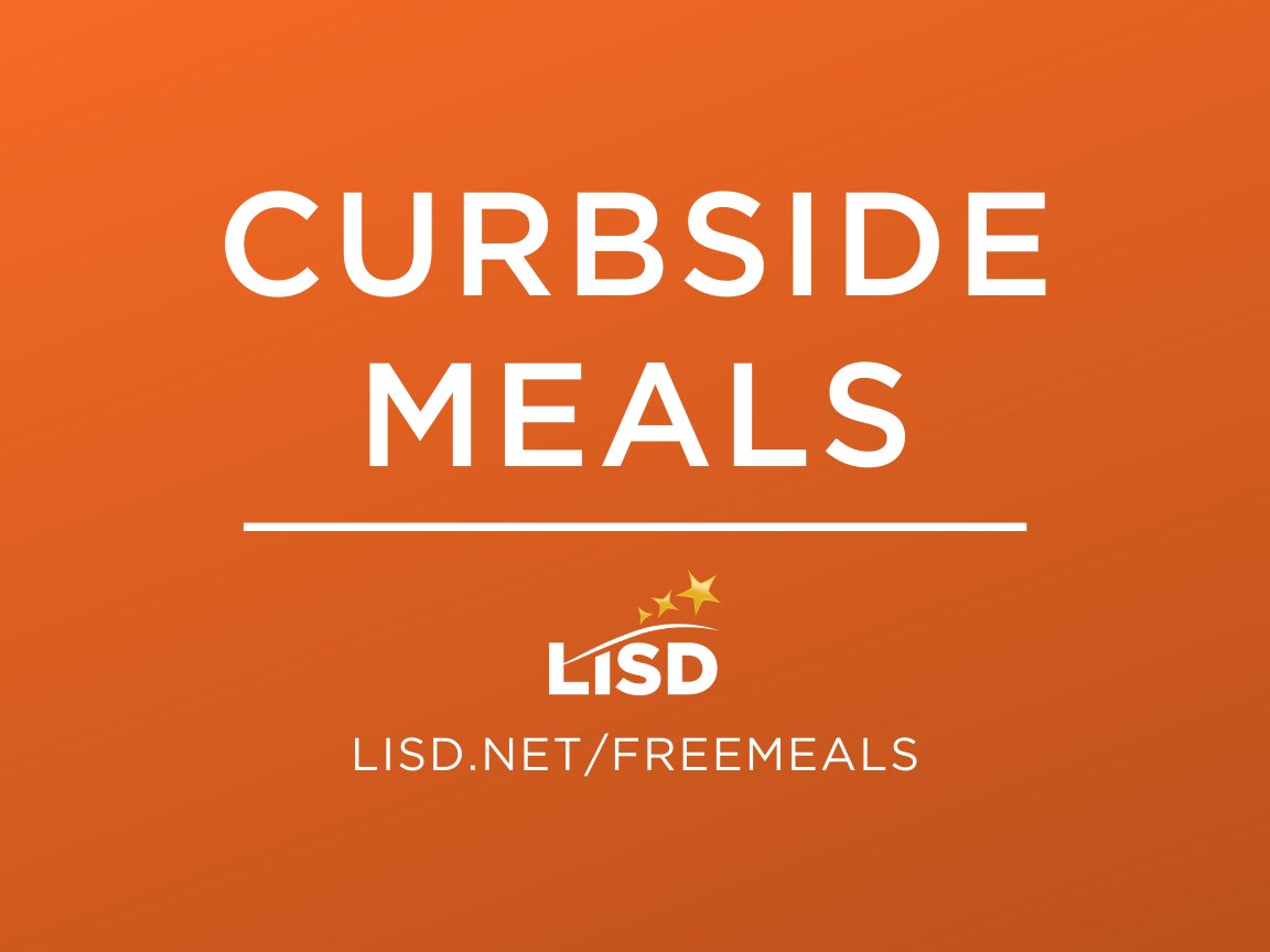 Reminder that while LISD campuses are closed, free curbside meals will be available for children 18 &amp; under between 11 a.m. and 1 p.m. Jan. 26-Jan. 28 at the following elementary schools:

•Vickery
•Mill Street
•Lewisville
•Southridge
•Camey
•Polser

LISD.net/FreeMeals