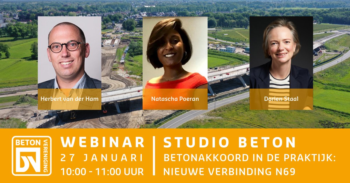 Morgen is het zover: Studio Beton #Betonakkoord in de praktijk! <a href="/DorienStaal/">Dorien</a> in gesprek met Herbert van der Ham en Natascha Poeran van <a href="/BoskalisNL/">Boskalis Nederland</a> over de Nieuwe Verbinding N69 <a href="/Brabant/">Provincie Noord-Brabant</a>   

Meer weten? 👉🏻 ow.ly/OhN150HEt29

#bouw #concrete #duurzaamheid #innovatie #engineer