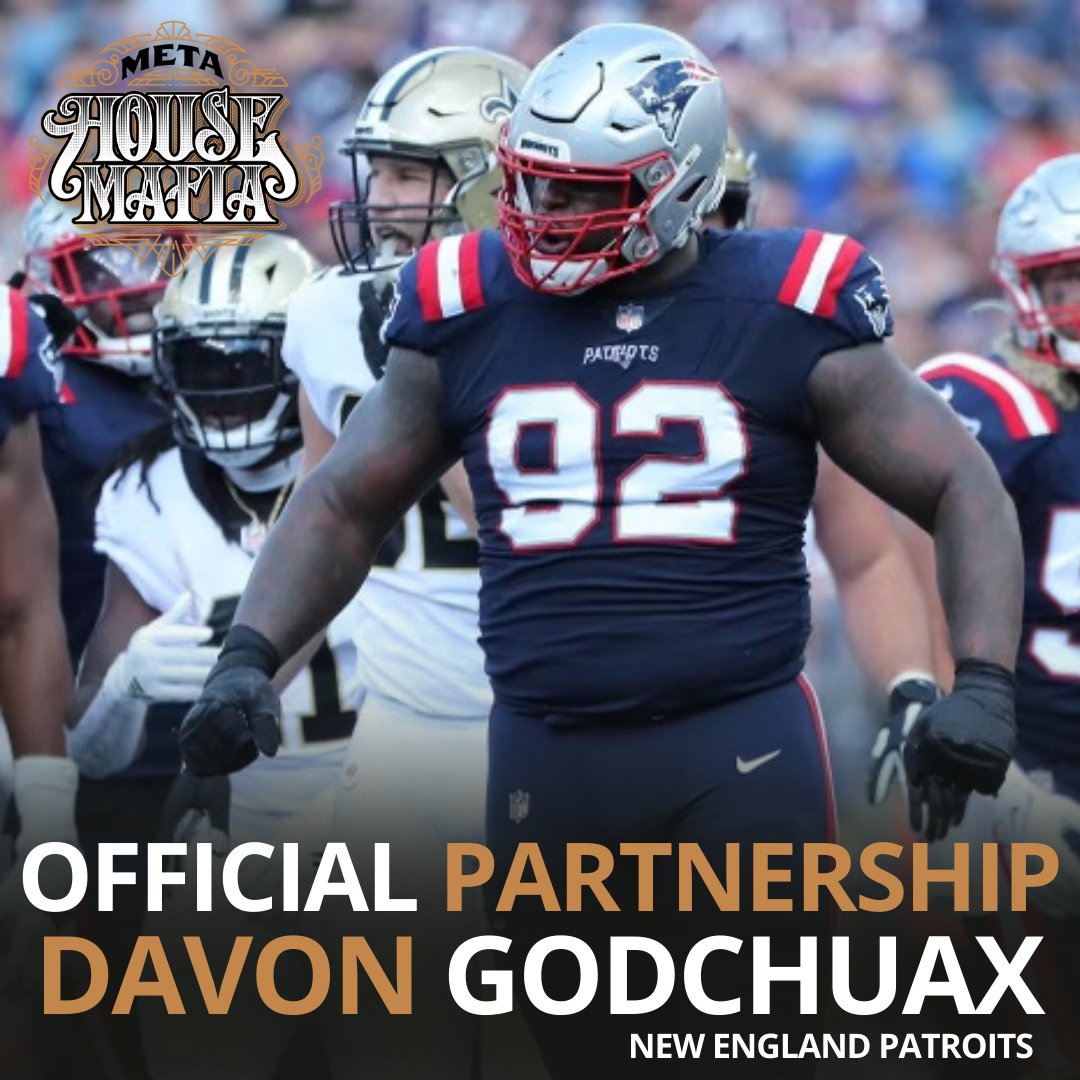 We’re excited to announce Davon Godchaux, the NFL’s New England Patriot’s Defensive Tackle, is now our official Partner! 🎉🤌 

@chauxdown #metahousemafia #PlayToEarn #nftcollector #NFTs #LFG