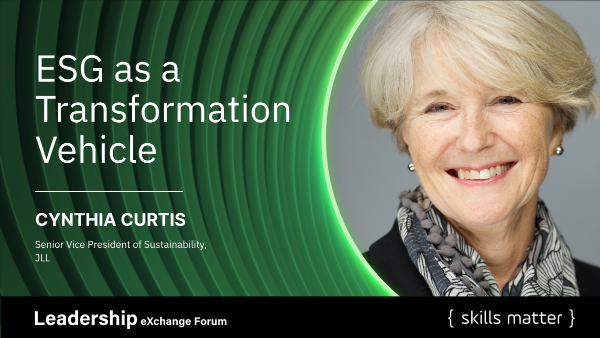 skillsmatter's tweet photo. Tomorrow, 14:00 UTC, don't miss @CynthiaCurtis, SVP of sustainability @JLL will join the Leadership eXchange Forum and talk about #environmental, #social and #governance (#ESG) as a transformation vehicle.
Learn more about #LeadershipX: https://t.co/vu3kPeWiKc https://t.co/FfEmOIIqNj