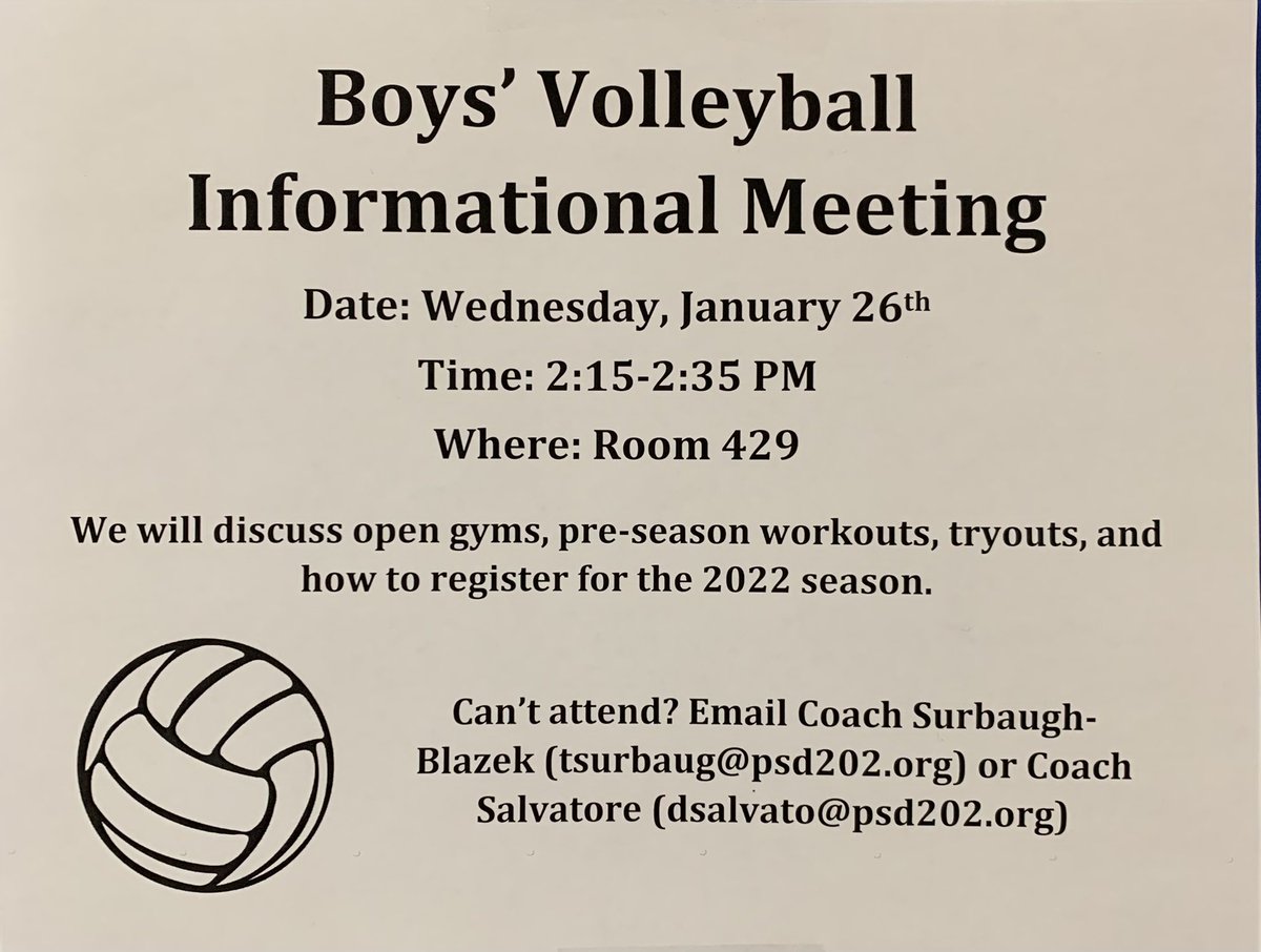 CoachKeay's tweet photo. Informational Meeting TODAY after school! Please see flyer attached and tell your friends!! 🏐 @PSHSBoysVball https://t.co/zD0AhJsRXV