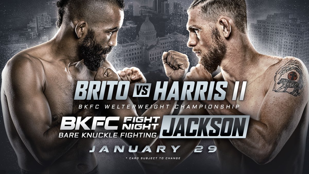 FIGHTGLOBE1's tweet photo. First @bareknucklefc 👊 event of 2022 this Saturday live from #Jackson, #Mississipi!! #BKFCJACKSON 

Inaugural welterweight title 🏆 is on the line plus an action-packed fight card!! 🔥

#FightGlobe #TCOBO #ThereCanOnlyBeOne #ASG https://t.co/mKKynGMGId