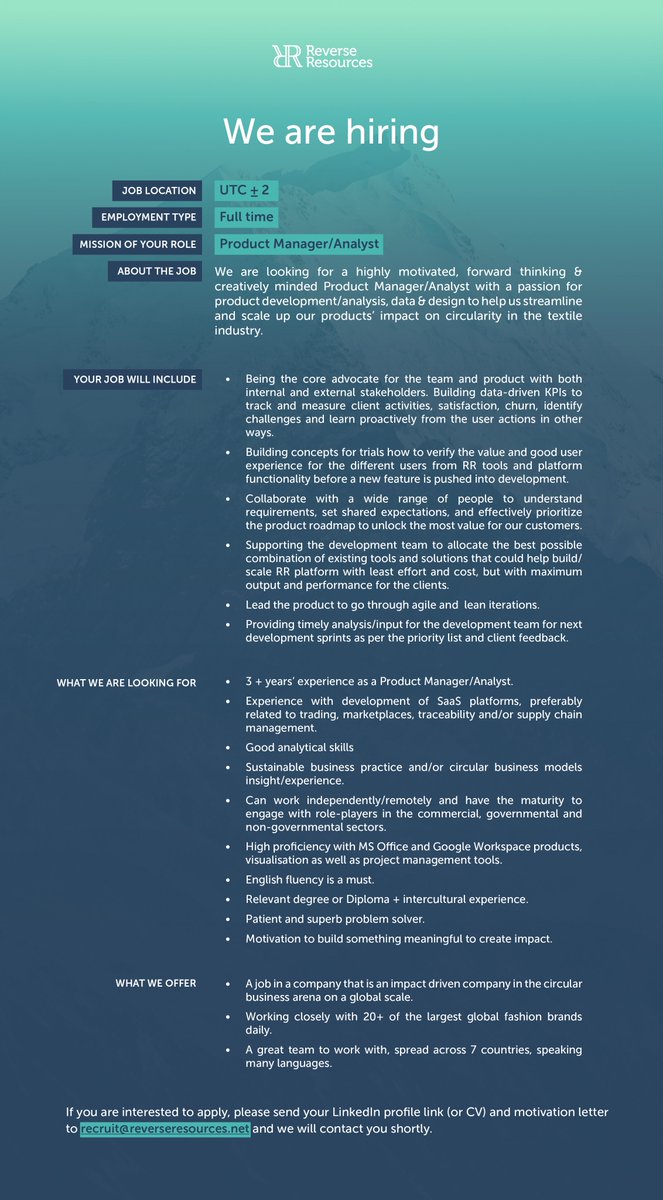 ReverseResourcs's tweet photo. Do you have what it takes!
#circulareconomy #productmanagement https://t.co/6VVigJd3Ia