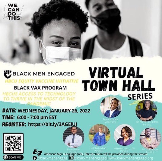 Get locked in TODAY for a conversation on “HBCUs access to technology to thrive in the midst of a pandemic” at 6:00pm est today! Be sure to register!!!! #HBCU #HBCUsMatter #TechnologyInfrastructure #DoingAlotwithALittle #BlackMenEngaged #BlackVax #AVCranford #DrBoots