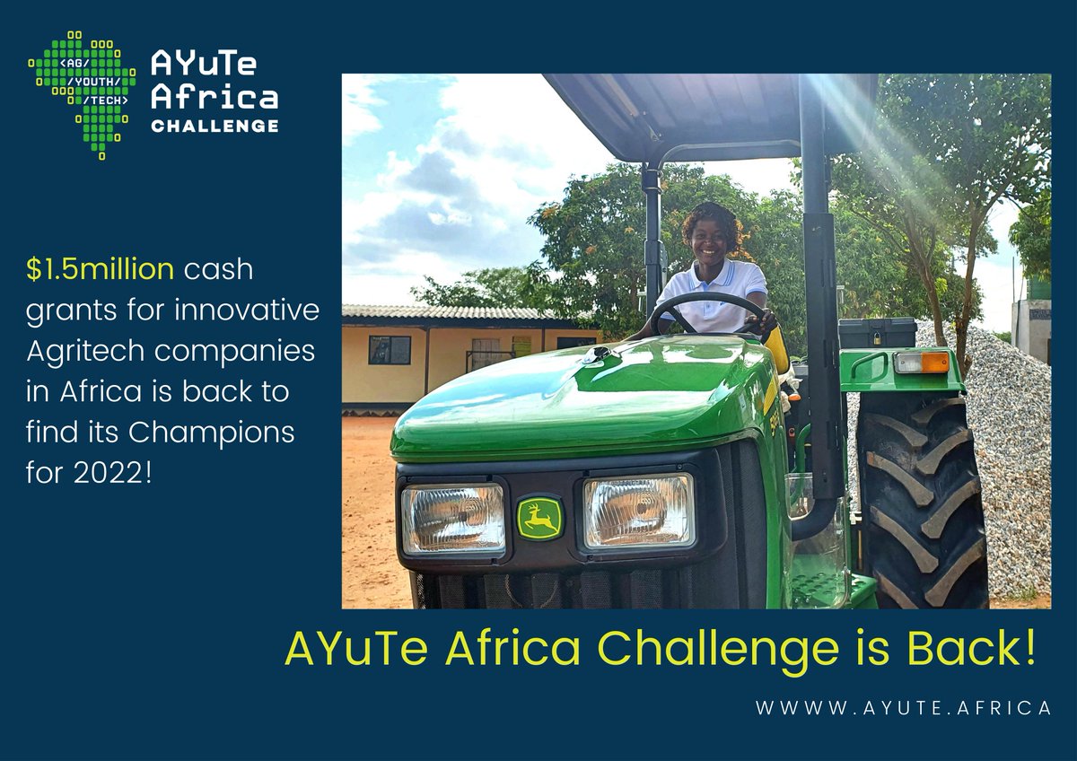 We're happy to announce the return of our annual @AyuteAfrica challenge competition. We can't wait to see the winners of this year's sustainable agritech innovations✨✨ Watch this space for more information & please do visit our website ayute.africa😀 #Agritech