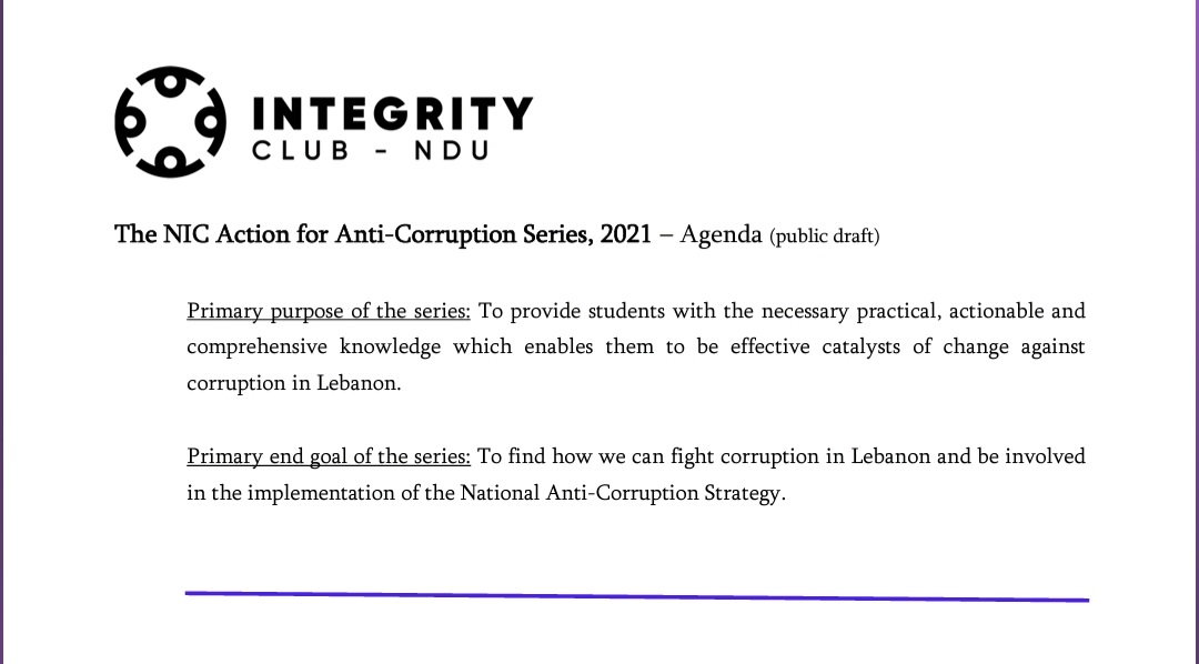nduintegrity's tweet photo. In 2021, thanks to @RKaedB and @omarkabboul from @UNDP_ACIAC, NIC designed and organized the first youth-focused anti-corruption workshop (the Action for Anti-Corruption Series) in  Lebanon.
https://t.co/eITCUAxIWI https://t.co/Wu1K3EZKj8