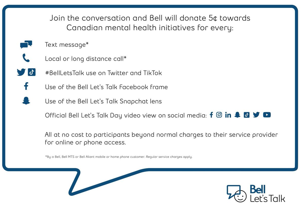CMHAOttawa's tweet image. Today is #BellLetsTalk  Day! You&apos;re invited to join in the conversation. 

Here&apos;s how you can help @Bell_LetsTalk in supporting #MentalHealth initiatives in Canada.

letstalk.bell.ca/en/ cc. @Bell @Bell_Cause