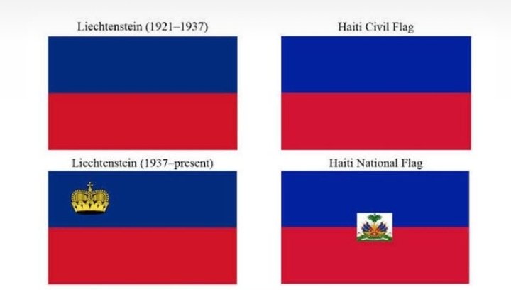 Каких стран похожие флаги. Флаг Гаити и Лихтенштейна. Флаги Лихтенштейна и Гаити одинаковые. Флаг Лихтенштейна и Гаити одинаковые 1936. Похожие флаги.