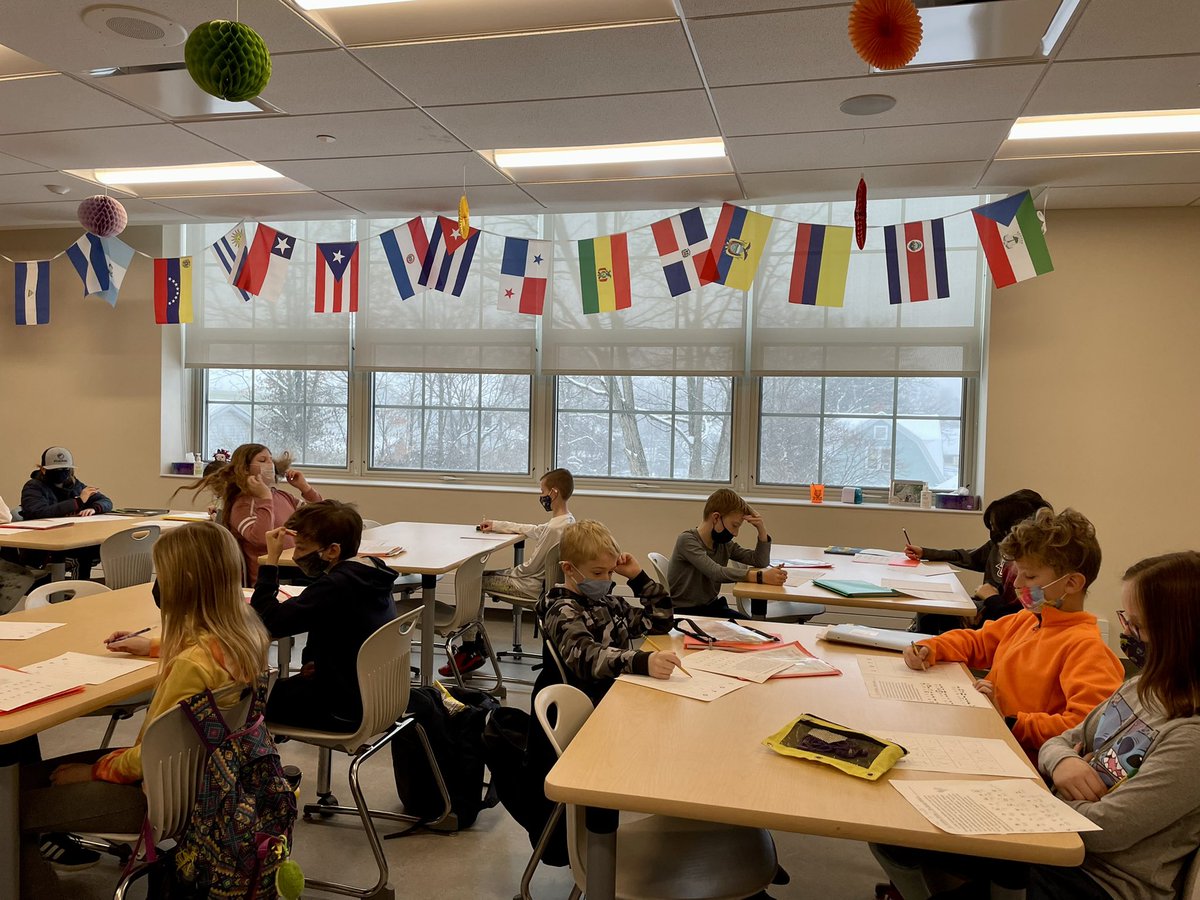 What a wonderful way to start my Wednesday - playing Spanish bingo with some amazing 5th graders while the snow gently falls outside! #cfChooseCourage