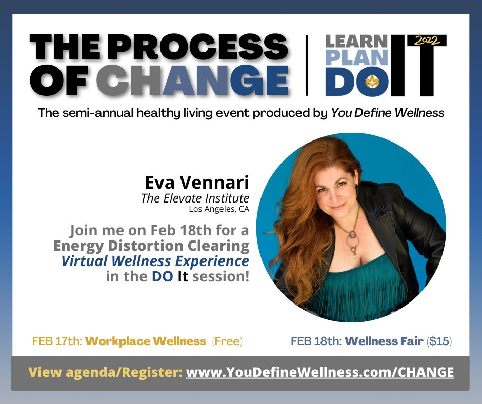 YDWMaestro's tweet photo. Eva Vennari of The Elevate Institute is joining our Wellness Fair on Feb 18th for an Energy Distortion Clearing virtual experience that you won't want to miss!

#ProcessOfChange #holistichealth #wellnessfair #alternativemedicine 
https://t.co/fHdWGX5dwT https://t.co/ONUfIFXaAf