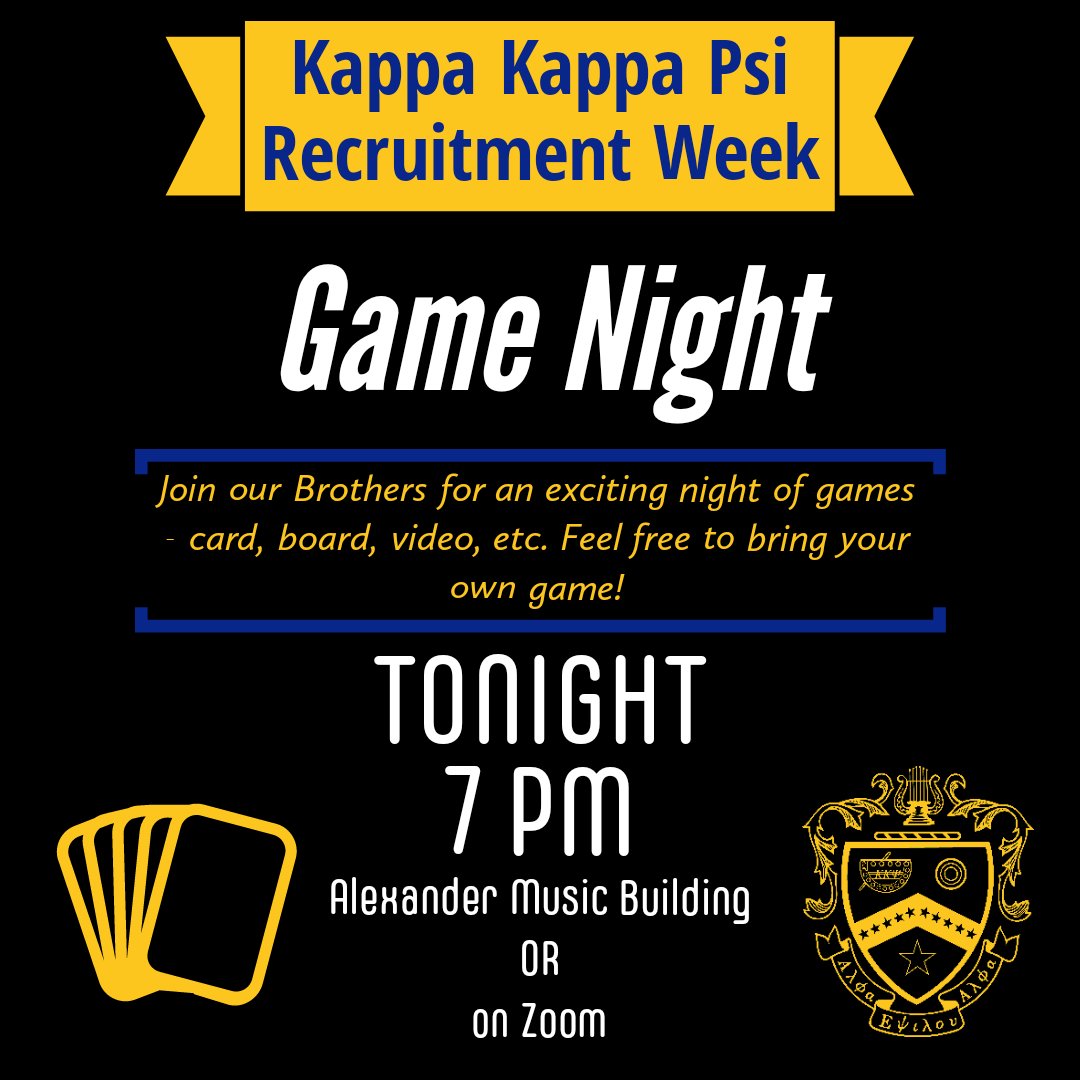 KKYDeltaUpsilon's tweet photo. Recruitment Week: TONIGHT is our Game Night!! Join us for board games, card games, and even video games! #AEA 💙 https://t.co/EI7eZ067Fd