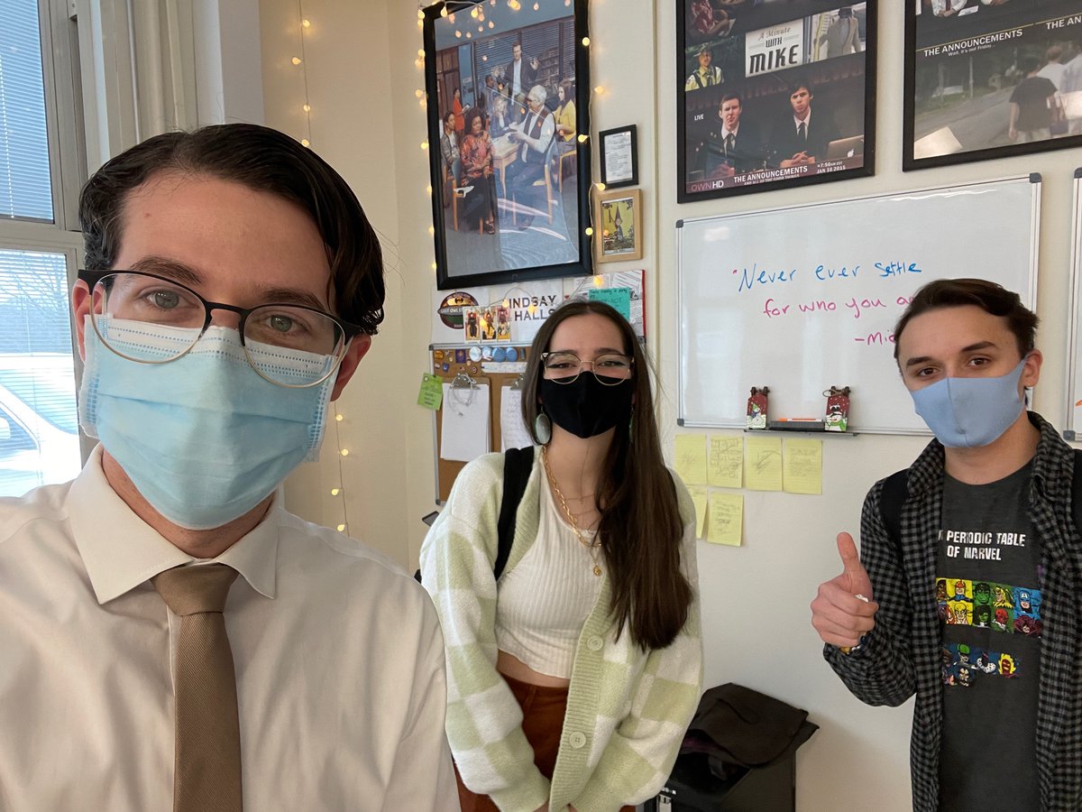 MrAtheyounger's tweet photo. Here’s my final picture with the amazing #ShredsofEvidence duo, Caroline and Mikey. They collectively and individually brought so much creative energy and enthusiasm to Media Production.. it was unbelievable! They definitely elevated the Park Ridge Cinematic Universe 😢 https://t.co/8pUVHpqQHh