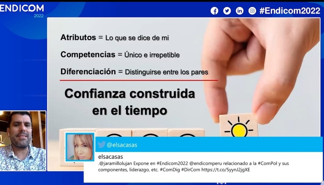 elsacasas's tweet photo. .@jaramillolujan estuvo excelente tu presentación en #Endicom2022 @endicomperu #ComDig #DirCom #ComPol. Muchas gracias. https://t.co/hVKoLgnWHu