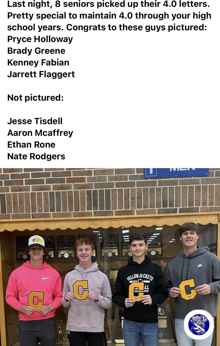Jacketsball's tweet photo. @holloway_pryce @KenneyFabian @BradyGreene13 @FlaggertJarrett @JesseTisdell @aaronmcaffrey @ethan_rone @nrodg16 4.0 career guys! https://t.co/u4dBjkxpT1