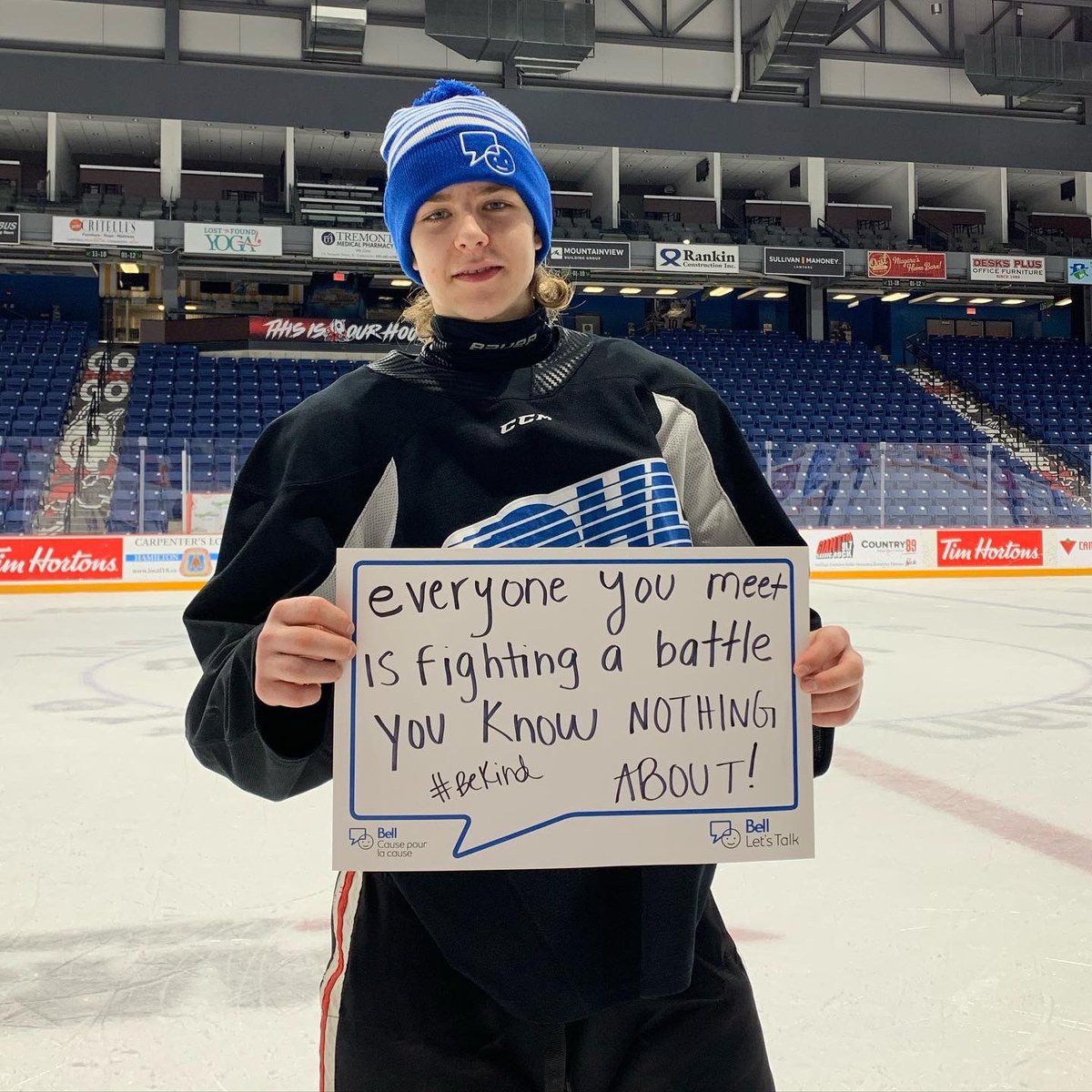 OHLIceDogs's tweet photo. It’s #BellLetsTalk  day. Let’s keep listening, keep talking and keep being there for ourselves and each other 💙 https://t.co/7kMqBmKp4Q