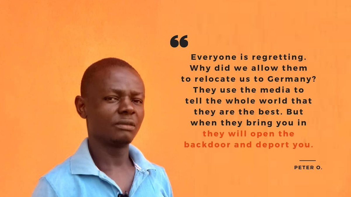 During our panel discussion on the EU's ad hoc #relocation, Peter told us his story. He is one of the people Germany "voluntarily relocated", only to deport him straight back to Nigeria.
For those who missed it, you can watch the livestream here: bit.ly/3g1fFN8