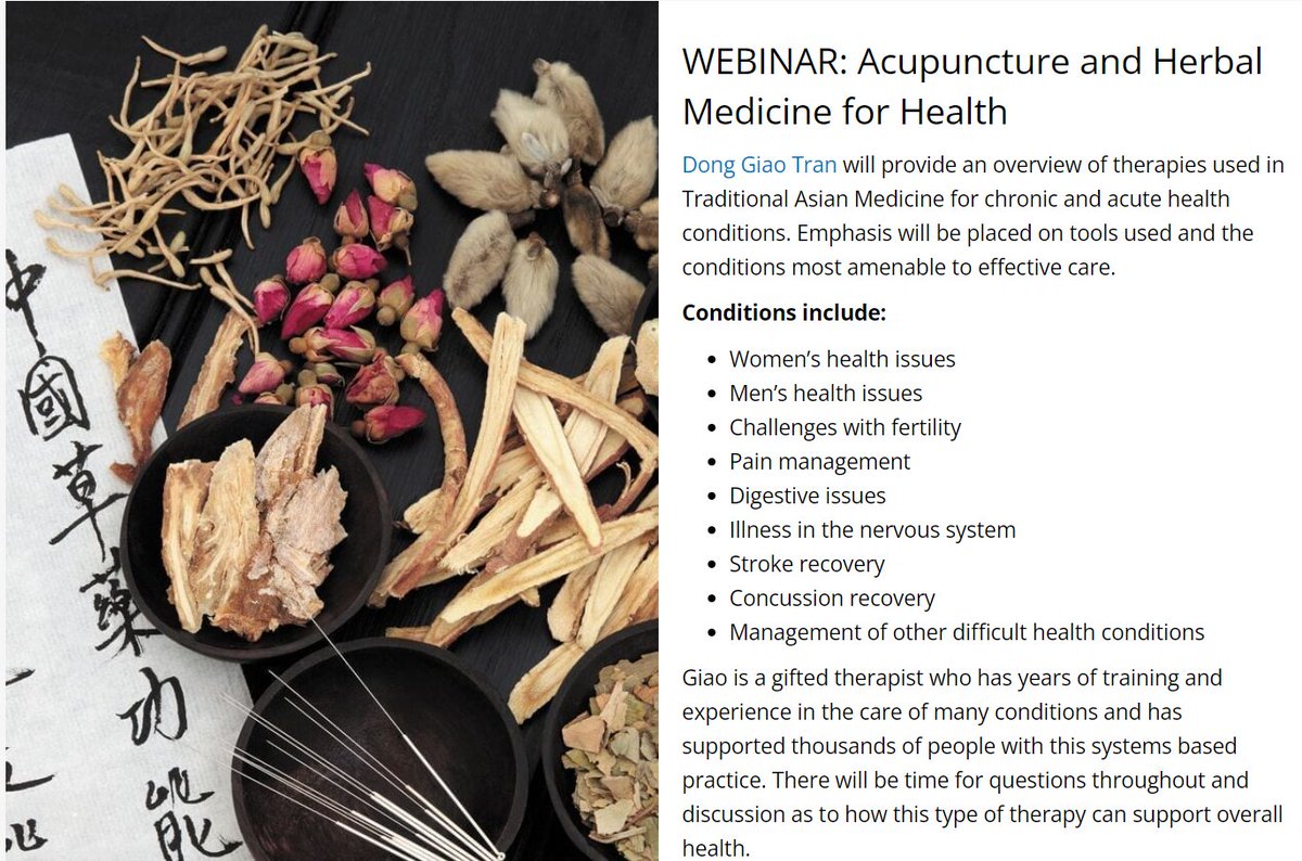 Tune in tonight at 7pm for a free seminar on Acupuncture, Traditional Chinese Medicine and Health by <a href="/thechiottawa/">The Centre for Health Innovation (The CHI)</a> therapist Giao Tran. A real master of the practice. Register directly at: app.acuityscheduling.com/schedule.php?o…