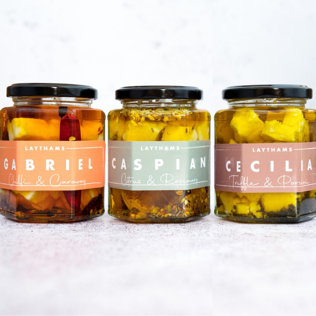 Which is your favourite Laythams? 
🌶 warming Gabriel, with a touch of heat from chilli and caraway?
🍋 zesty Caspian, with the Mediterranean flavours of citrus and rosemary?
🍄 earthy Cecilia, with indulgent truffle and porcini?

#cheese #BritishCheese #FoodandDrink #LocalMilk