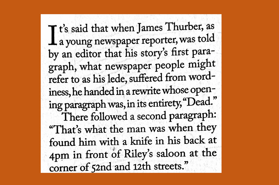 MichaelHRubin's tweet photo. Don't bury the lede.
By #CalvinTrillin @NewYorker
#lede #newspaper #writers #JamesThurber #amwriting #writing #reporters #journalists #JournalismIsNotACrime https://t.co/9aNwJMXk3A