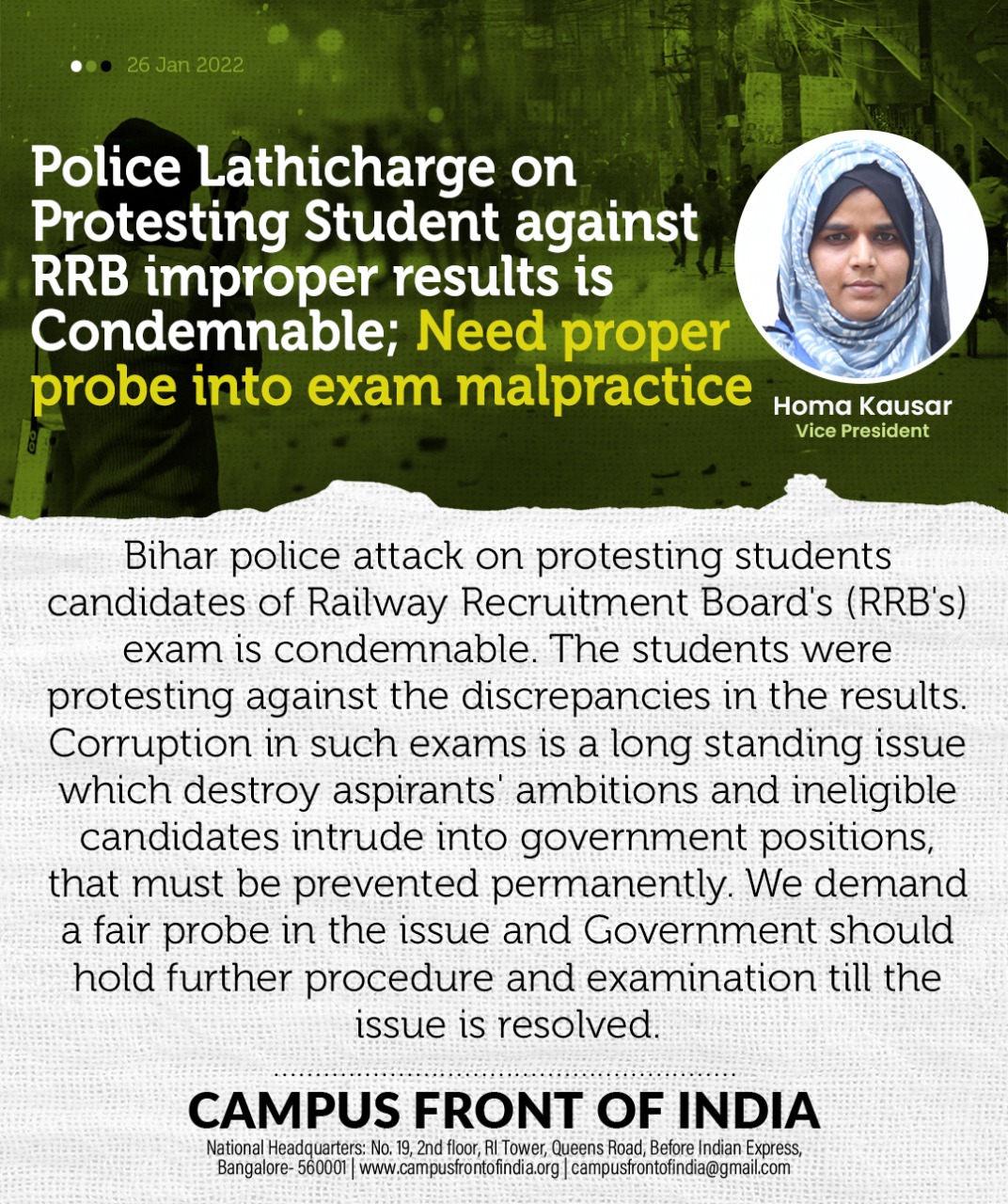 Campus Front of India on X: &ldquo;Police Lathicharge on Protesting 