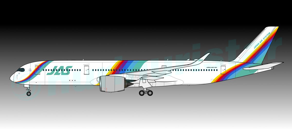 日本エアシステム A350-900 レインボーセブンカラー。 777の後継機