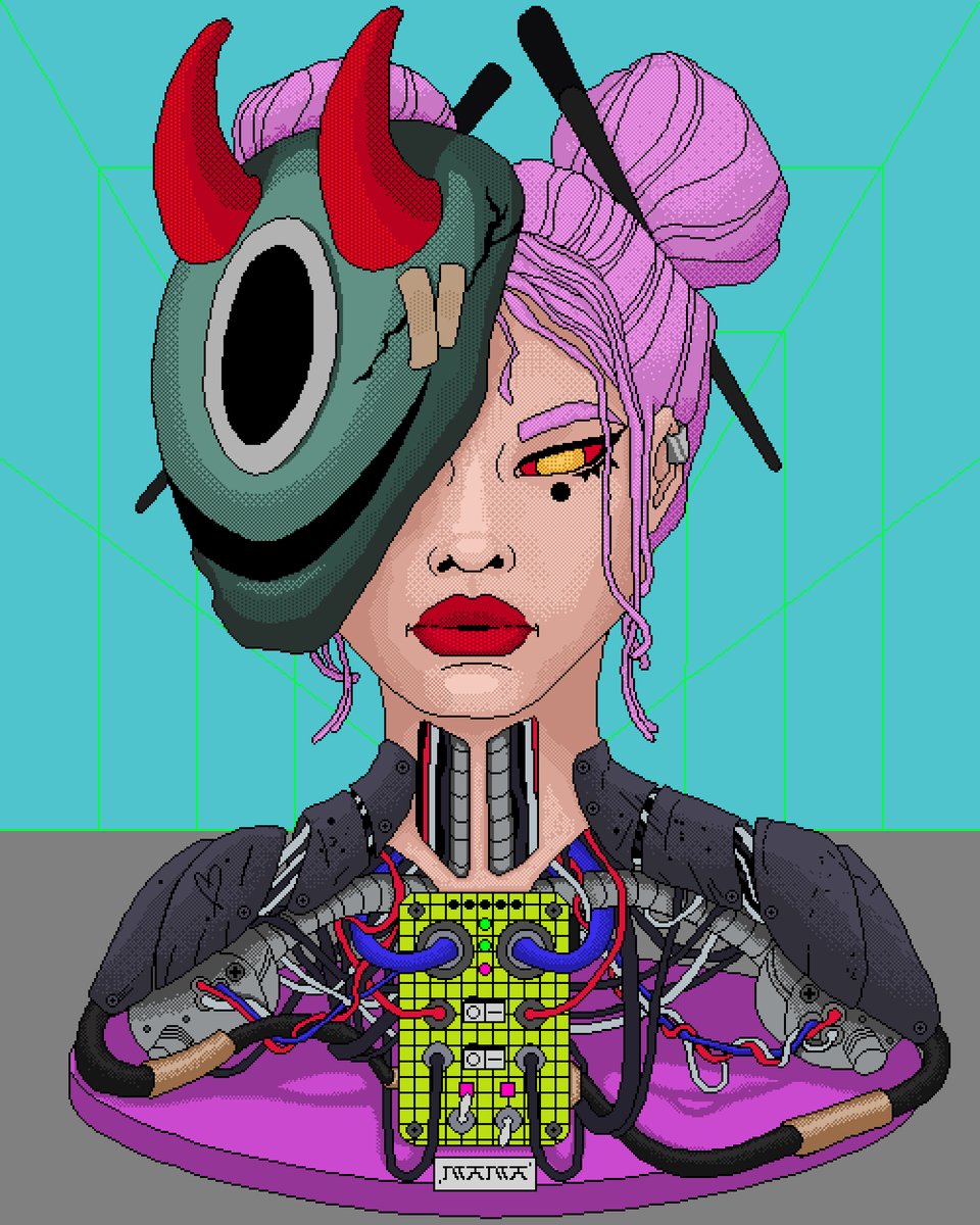 LonsuNFT's tweet photo. Meet my girl Mama! She's a cyborg warrior and also a mom of a little rascal named Mimi. 

#NFT #NFTCommunity #Digitalart https://t.co/OOnZmOhqxQ