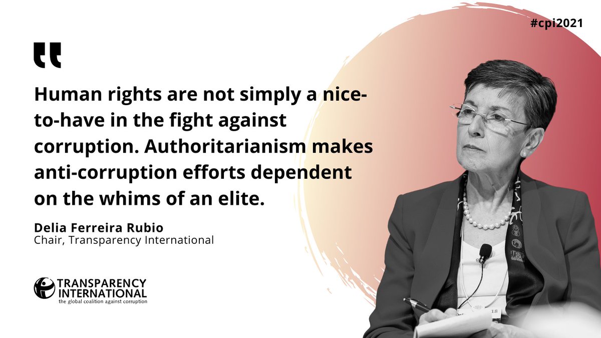 anticorruption's tweet photo. "Human rights are not simply a nice-to-have in the fight against corruption." - @DeliaFerreira 

Read more: https://t.co/YvtVQHnSg5
#CPI2021 https://t.co/sLJFQczD1t
