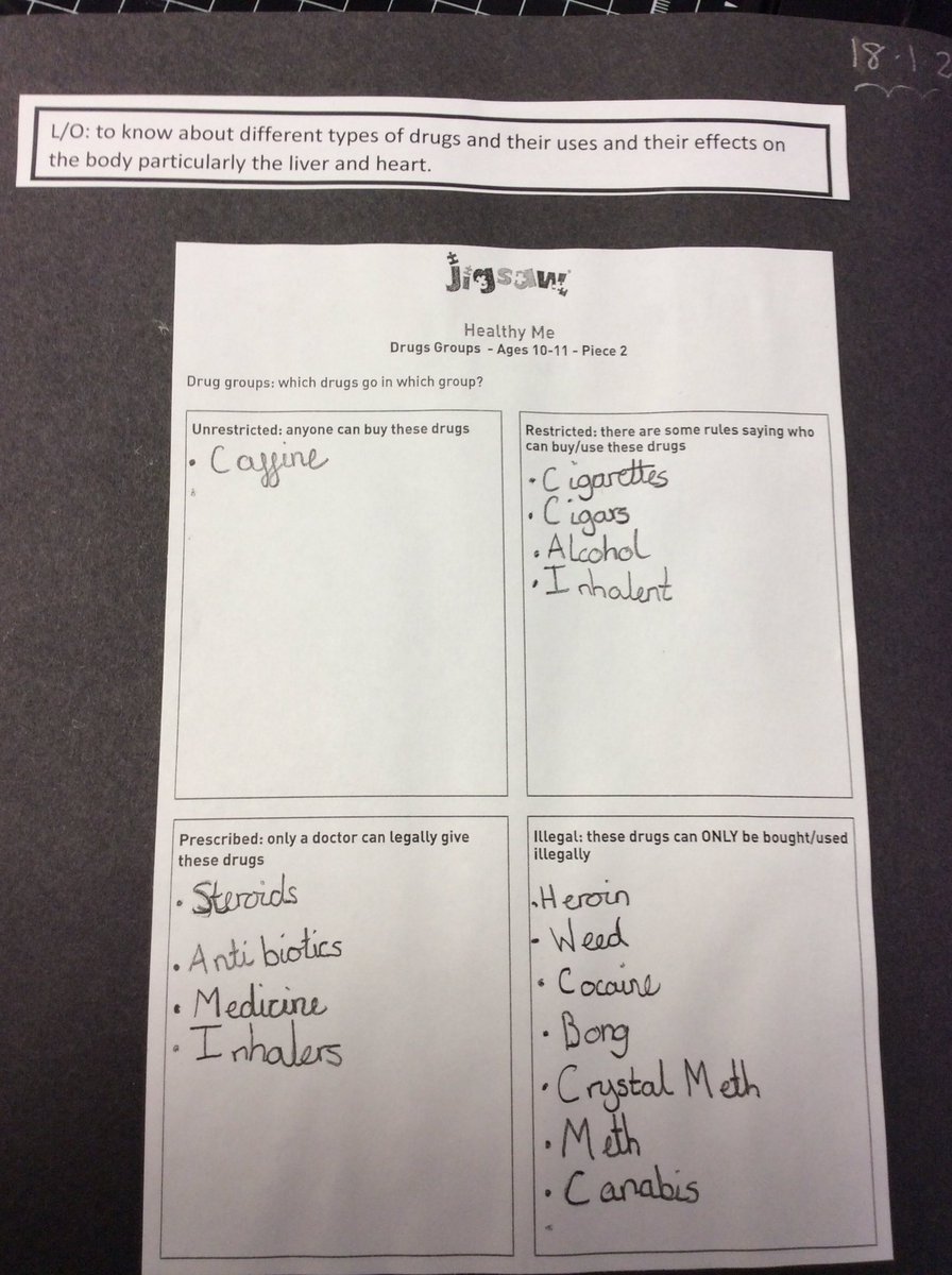 YatesBoothferry's tweet photo. Over the last 2 lessons 6P have learnt about different types of drugs and their effects on the body.We have also discussed how some people can be exploited and made to do things that are against the law.#makingtherightchoices @MrsPetchY6 @JigsawPSHE @MrCapewell77 https://t.co/ORbFtym3Uz