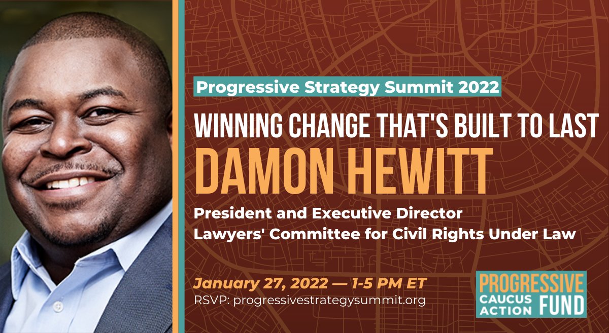 LawyersComm's tweet image. 📌 Join @DamonTHewitt and dozens of progressive champions for the @WeAct4Progress #ProgressiveStrategySummit: Winning Change That’s Built To Last. 

Join online TOMORROW 1-5PM ET as we map the way forward for our movement in 2022. 
RSVP: bit.ly/ProgressiveStr…