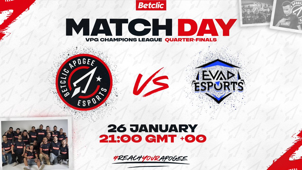 BetclicApogee's tweet photo. The Chaaaaaaampions 🎵

VPG Champions League Quarter-finals against @EsportsEVAD 

📺 https://t.co/NSpyzdgJKv - 21:00 GMT +00

#ReachYourApogee 🚀 https://t.co/INtd8i9XmT