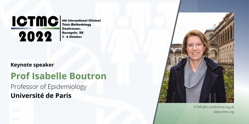 We're delighted that Prof Isabelle Boutron will deliver the Doug Altman Memorial Lecture at #ICTMC2022 clinicalepidemio.fr/members-of-the…