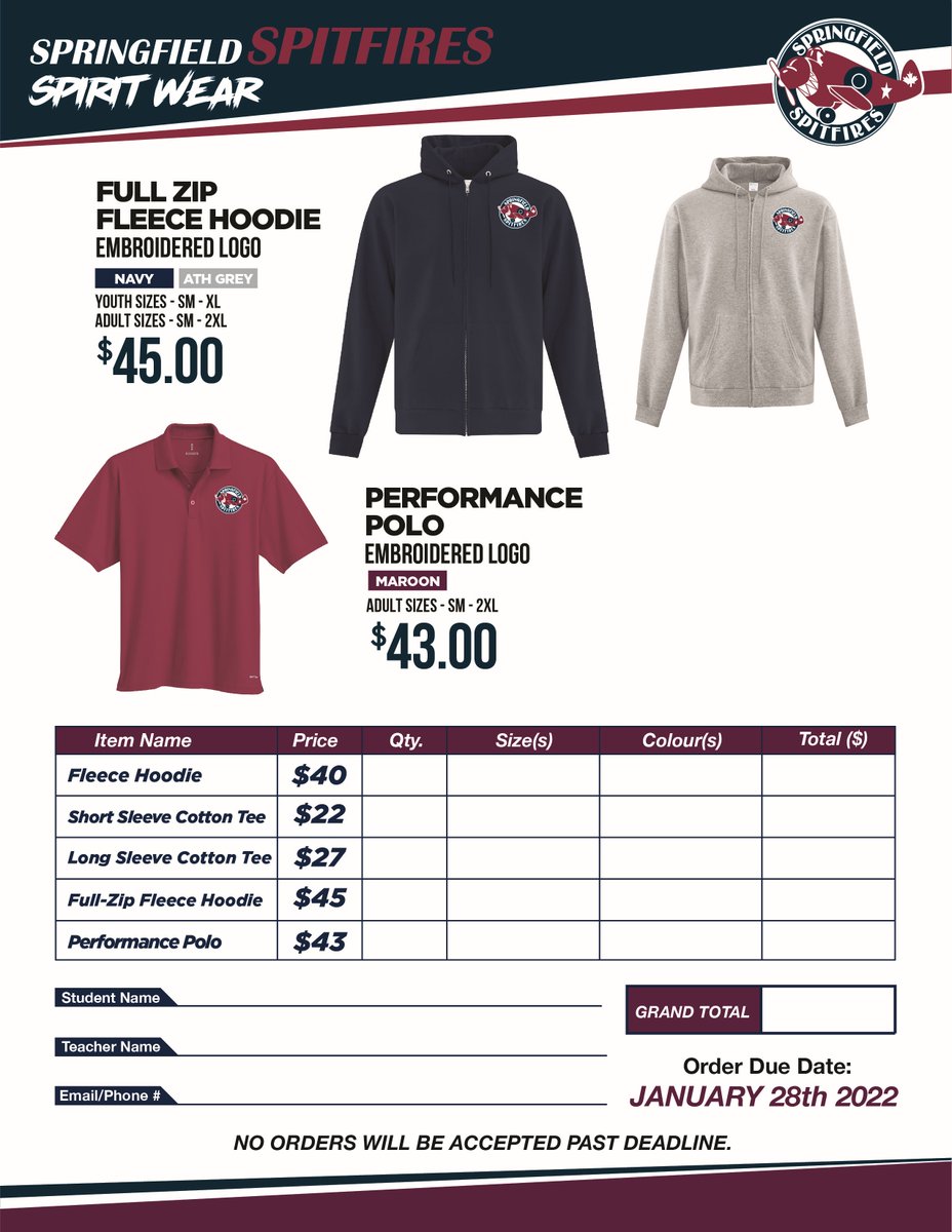Spirit Wear Fundraiser Ends Soon!!! Use SchoolCash to order  your favourite piece of  spirit wear until January 28.
