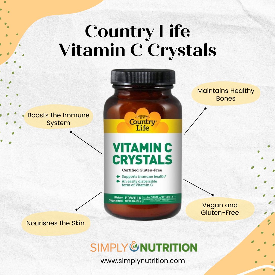 simply_nutri's tweet photo. Country Life's Vitamin C Crystals are packed with stellar antioxidant and immune-supportive properties known for decreasing infection rates, fighting free radicals, and strengthening bone and joint health.

Health is wealth - visit https://t.co/UPEBei8oin to give them a try! https://t.co/r5V5J33E1Y