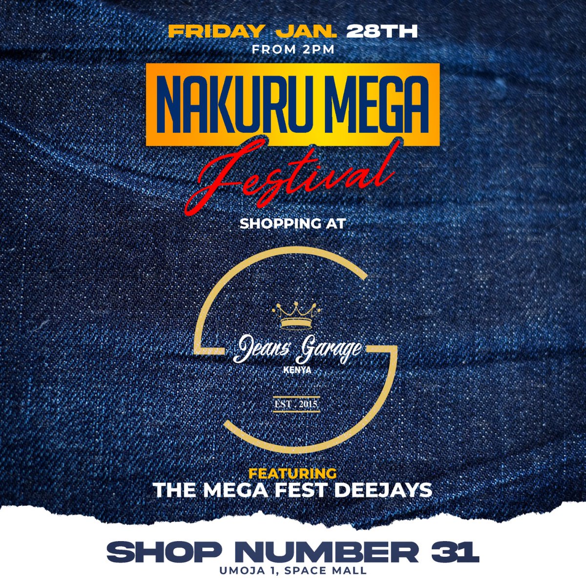WallstreetEnte1's tweet photo. Our Jeans Plug Always Comes From Simba Wa Jeans #JeansGarage 
And This Friday Jeans Garage  Has Best and Amazing Offer.Come Shop With Jeans Garage.Mega Jeans Shopping Equals To Nakuru Reggae Mega Fest.From 2pm Karibuni.
#JeansGarage_SimbaWaJeans
#28ThFriday2022
#WallstreetEnt https://t.co/OGZkNJpyxW