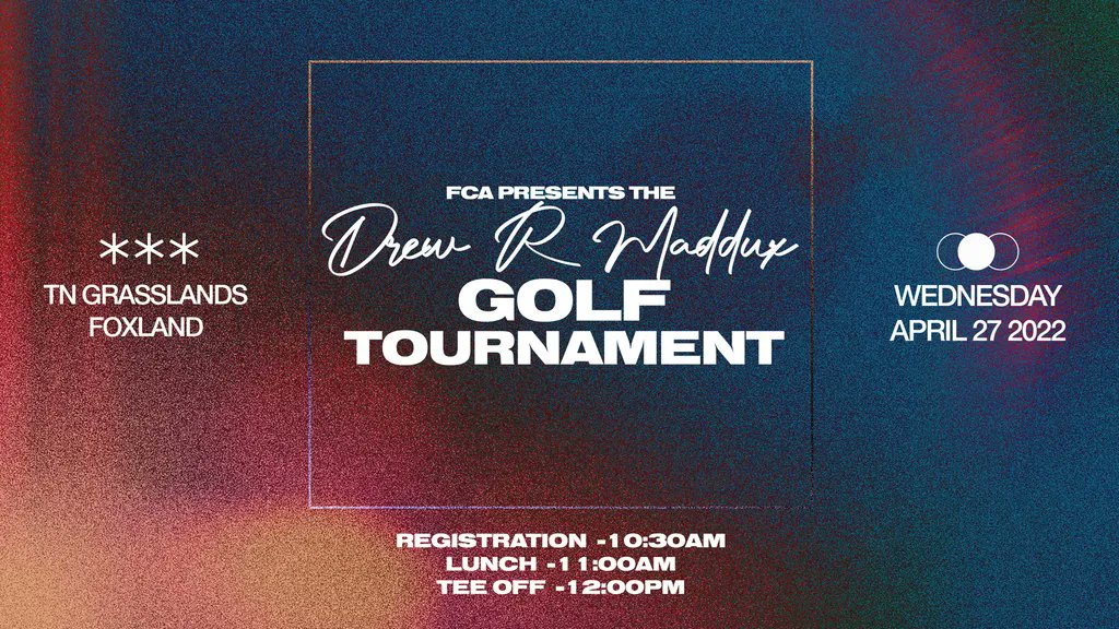 The 2022 Drew R Maddox Golf Tournament is around the corner! If you’d like to be a sponsor or play, reach out to Jason McCormick at jmccormick@fca.org. This always fills up quickly, so don’t wait! 

#teamfca #golftournament #gallatintn #studentministry #NMTNFCA