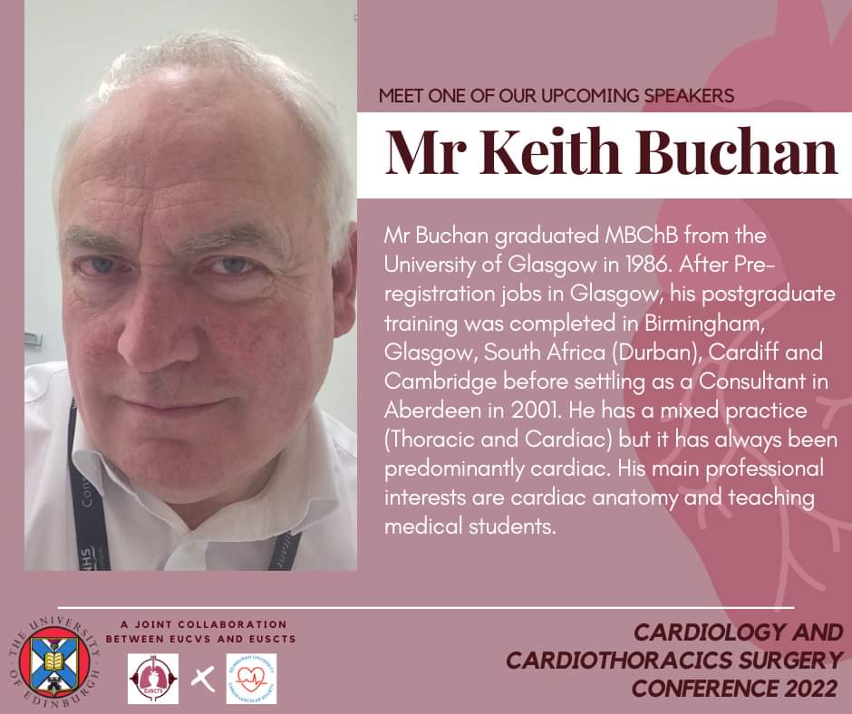 EUSCTS's tweet photo. MEET OUR SPEAKERS-
#5 Introducing Mr Keith Buchan who will be speaking about cardiothoracic trauma!

REGISTER TODAY for the joint EUCVS + EUSCTS cardiology and cardiothoracic surgery conference-
https://t.co/Vd5JUJEOae https://t.co/UQU2jVq18O
