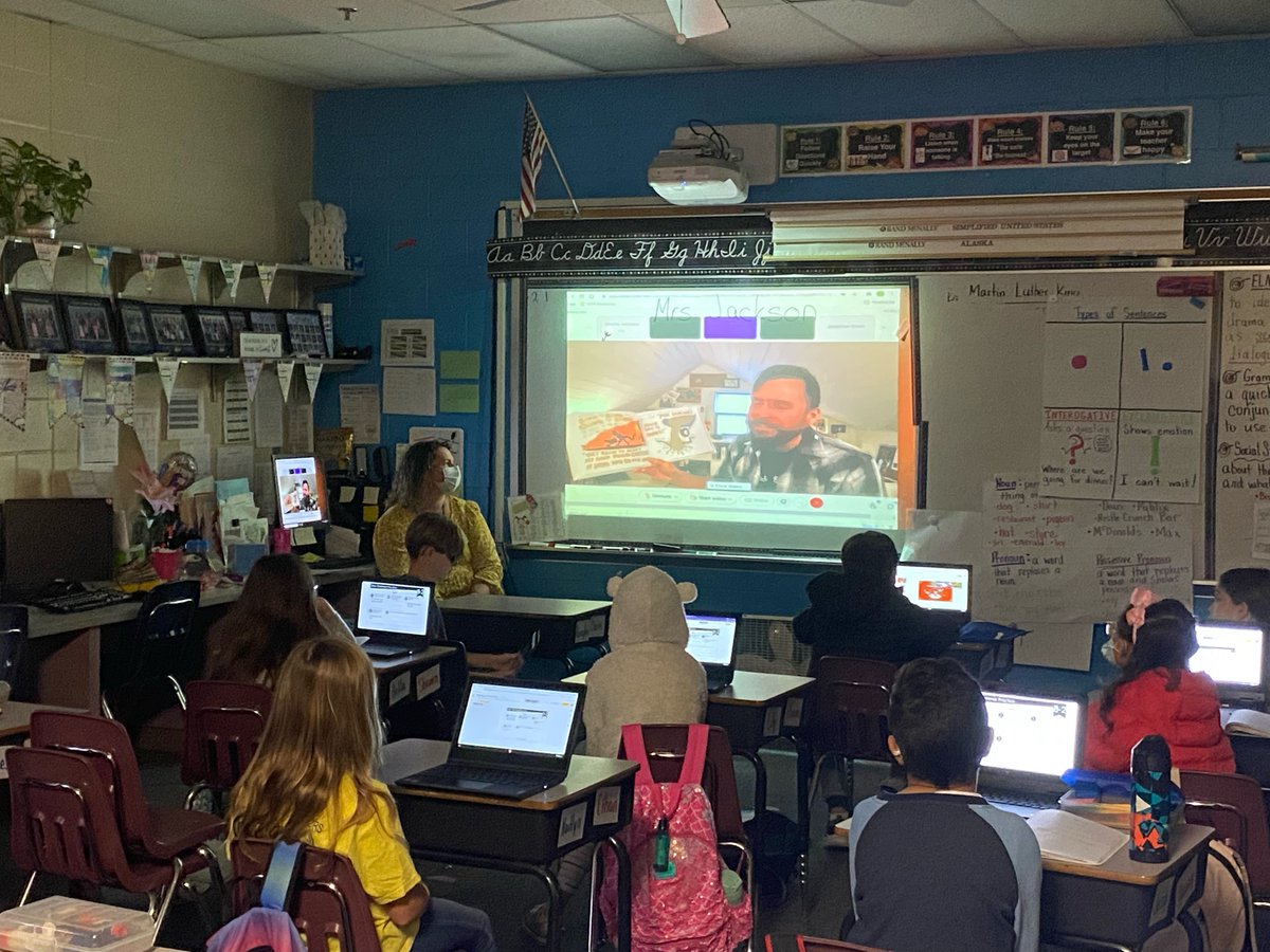 CarillonElem's tweet photo. Author/singer/ songwriter @erickbakermusic came on this morning to read his new book Willie The Weed and ended it by singing one of his songs. What a great way to start the day! #carilloncomets #literacyweek https://t.co/QpBLnHMrir
