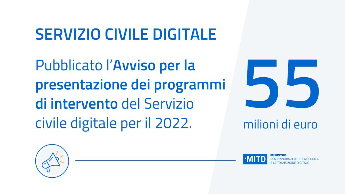 InnovazioneGov's tweet photo. 📢Secondo gli obiettivi fissati nel #PNRR, nel triennio 2022-2024 il #ServizioCivileDigitale consentirà di migliorare le competenze digitali di 1 milione di cittadini, grazie all’impegno di circa 10.000 giovani volontari. Tutti i dettagli 👇https://t.co/8KnN0tYo47 https://t.co/YjspKWJXx5